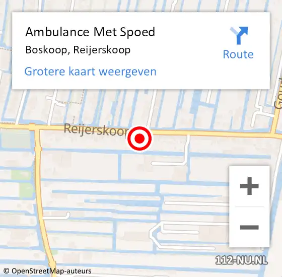 Locatie op kaart van de 112 melding: Ambulance Met Spoed Naar Boskoop, Reijerskoop op 12 maart 2024 10:16