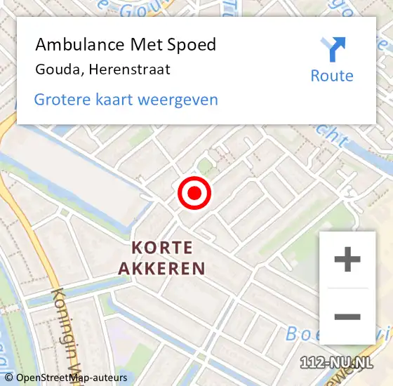 Locatie op kaart van de 112 melding: Ambulance Met Spoed Naar Gouda, Herenstraat op 12 maart 2024 10:22