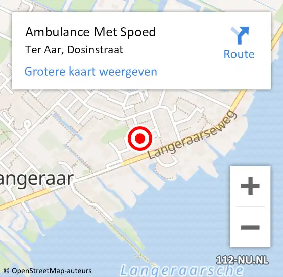 Locatie op kaart van de 112 melding: Ambulance Met Spoed Naar Ter Aar, Dosinstraat op 12 maart 2024 10:25