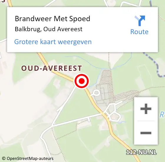 Locatie op kaart van de 112 melding: Brandweer Met Spoed Naar Balkbrug, Oud Avereest op 16 oktober 2013 00:39