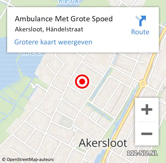 Locatie op kaart van de 112 melding: Ambulance Met Grote Spoed Naar Akersloot, Händelstraat op 12 maart 2024 11:24