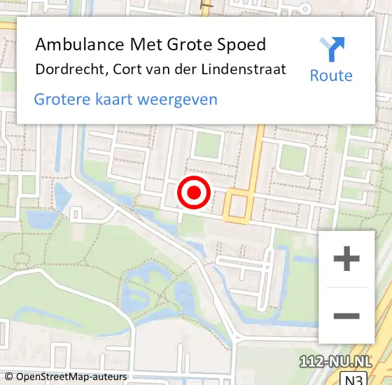 Locatie op kaart van de 112 melding: Ambulance Met Grote Spoed Naar Dordrecht, Cort van der Lindenstraat op 12 maart 2024 11:26