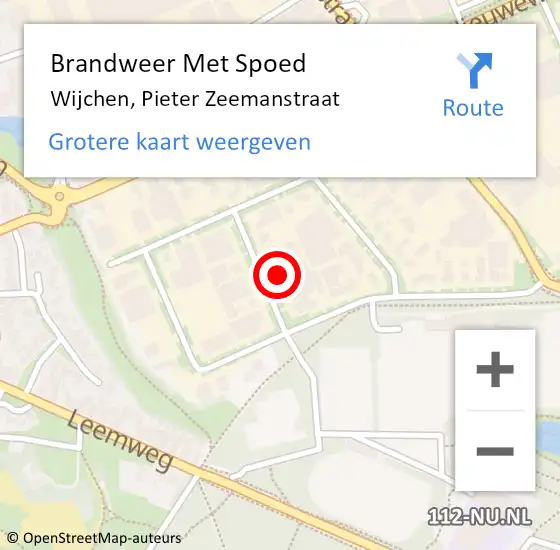 Locatie op kaart van de 112 melding: Brandweer Met Spoed Naar Wijchen, Pieter Zeemanstraat op 12 maart 2024 11:39