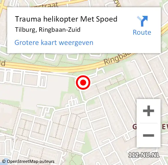 Locatie op kaart van de 112 melding: Trauma helikopter Met Spoed Naar Tilburg, Ringbaan-Zuid op 12 maart 2024 11:40