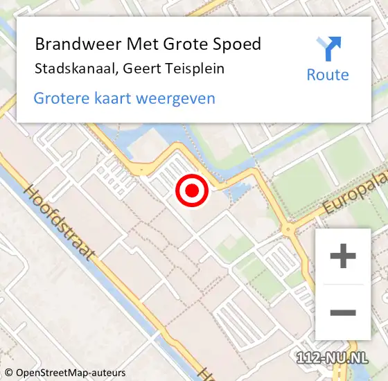 Locatie op kaart van de 112 melding: Brandweer Met Grote Spoed Naar Stadskanaal, Geert Teisplein op 12 maart 2024 11:49