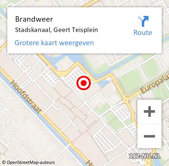 Locatie op kaart van de 112 melding: Brandweer Stadskanaal, Geert Teisplein op 12 maart 2024 11:54