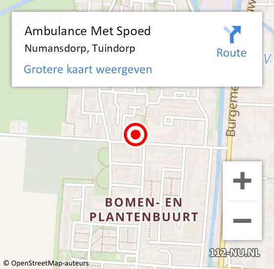 Locatie op kaart van de 112 melding: Ambulance Met Spoed Naar Numansdorp, Tuindorp op 12 maart 2024 12:14