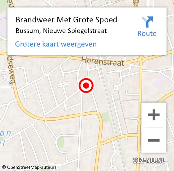 Locatie op kaart van de 112 melding: Brandweer Met Grote Spoed Naar Bussum, Nieuwe Spiegelstraat op 12 maart 2024 12:19