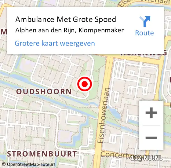 Locatie op kaart van de 112 melding: Ambulance Met Grote Spoed Naar Alphen aan den Rijn, Klompenmaker op 12 maart 2024 12:21