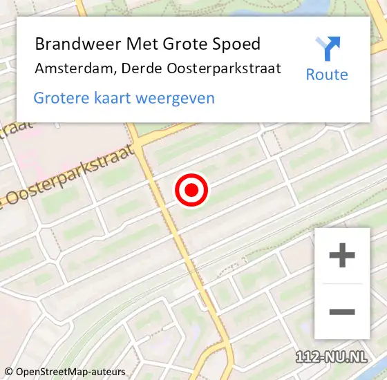 Locatie op kaart van de 112 melding: Brandweer Met Grote Spoed Naar Amsterdam, Derde Oosterparkstraat op 12 maart 2024 12:23