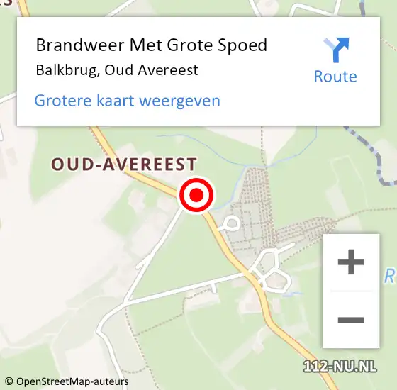 Locatie op kaart van de 112 melding: Brandweer Met Grote Spoed Naar Balkbrug, Oud Avereest op 16 oktober 2013 00:41