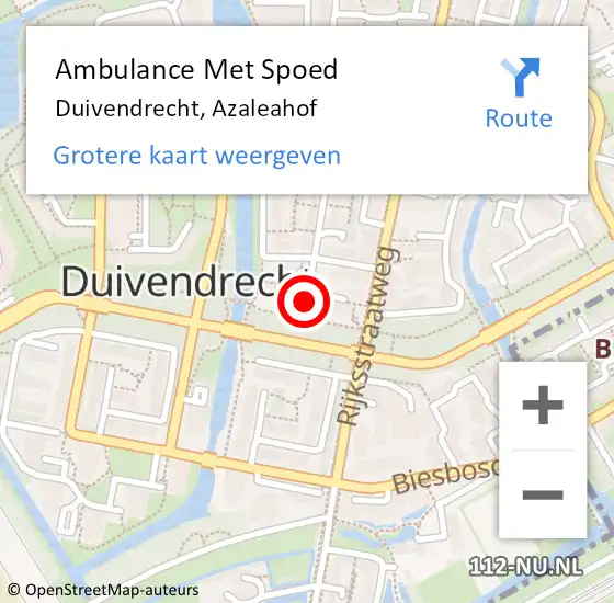 Locatie op kaart van de 112 melding: Ambulance Met Spoed Naar Duivendrecht, Azaleahof op 12 maart 2024 12:42