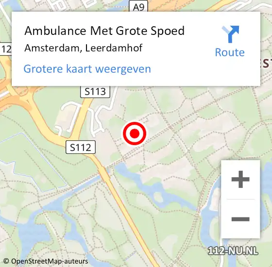 Locatie op kaart van de 112 melding: Ambulance Met Grote Spoed Naar Amsterdam, Leerdamhof op 12 maart 2024 12:59