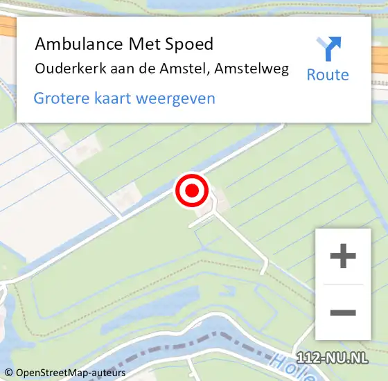 Locatie op kaart van de 112 melding: Ambulance Met Spoed Naar Ouderkerk aan de Amstel, Amstelweg op 12 maart 2024 13:04