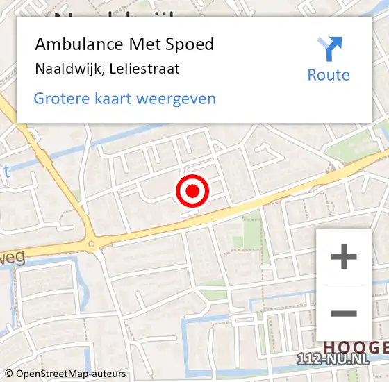 Locatie op kaart van de 112 melding: Ambulance Met Spoed Naar Naaldwijk, Leliestraat op 12 maart 2024 13:32