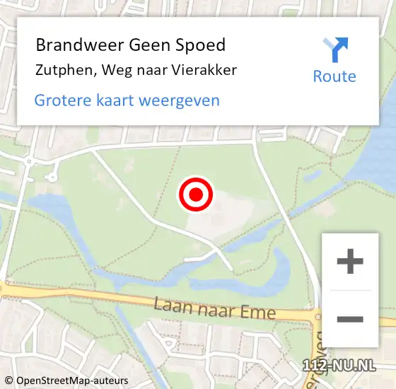 Locatie op kaart van de 112 melding: Brandweer Geen Spoed Naar Zutphen, Weg naar Vierakker op 12 maart 2024 13:44