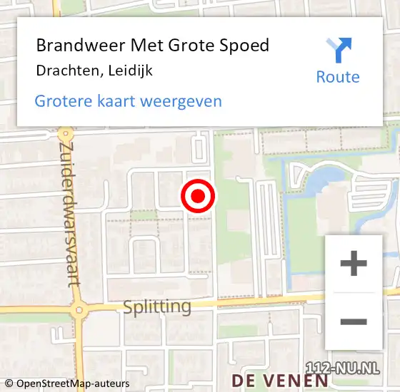 Locatie op kaart van de 112 melding: Brandweer Met Grote Spoed Naar Drachten, Leidijk op 12 maart 2024 13:45