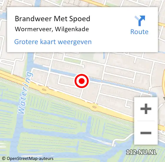 Locatie op kaart van de 112 melding: Brandweer Met Spoed Naar Wormerveer, Wilgenkade op 12 maart 2024 14:12