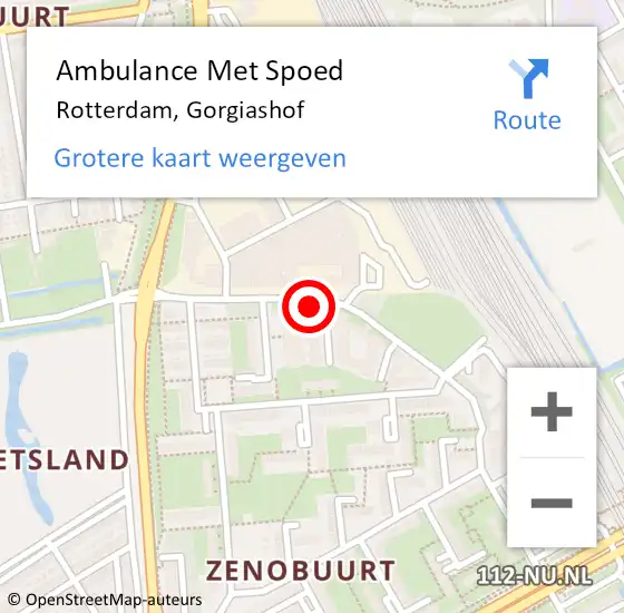 Locatie op kaart van de 112 melding: Ambulance Met Spoed Naar Rotterdam, Gorgiashof op 12 maart 2024 14:19