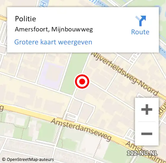 Locatie op kaart van de 112 melding: Politie Amersfoort, Mijnbouwweg op 12 maart 2024 14:20