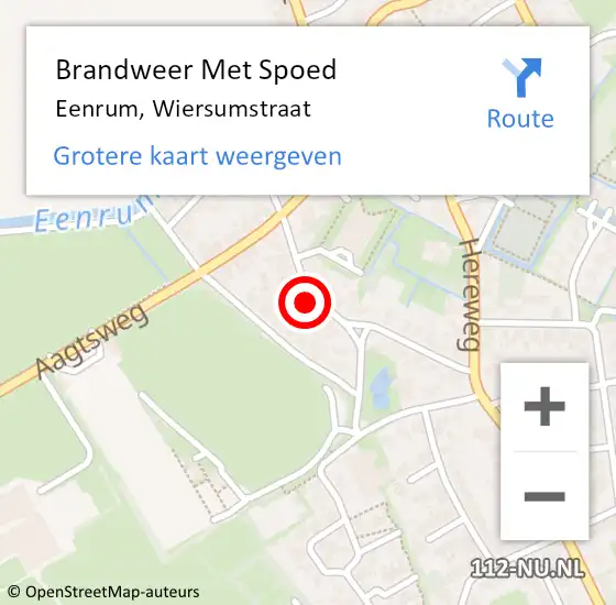 Locatie op kaart van de 112 melding: Brandweer Met Spoed Naar Eenrum, Wiersumstraat op 28 september 2014 23:07