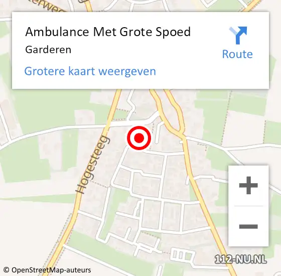 Locatie op kaart van de 112 melding: Ambulance Met Grote Spoed Naar Garderen op 12 maart 2024 14:32