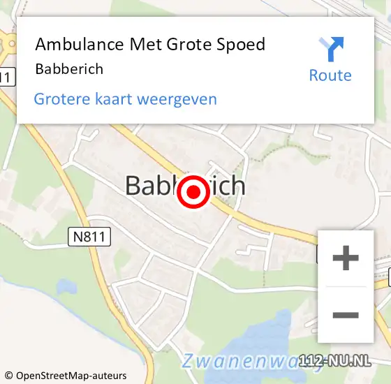 Locatie op kaart van de 112 melding: Ambulance Met Grote Spoed Naar Babberich op 12 maart 2024 14:38
