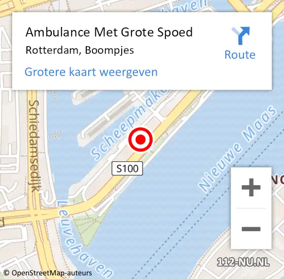 Locatie op kaart van de 112 melding: Ambulance Met Grote Spoed Naar Rotterdam, Boompjes op 12 maart 2024 15:00
