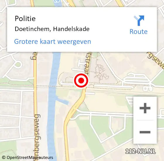 Locatie op kaart van de 112 melding: Politie Doetinchem, Handelskade op 12 maart 2024 15:10
