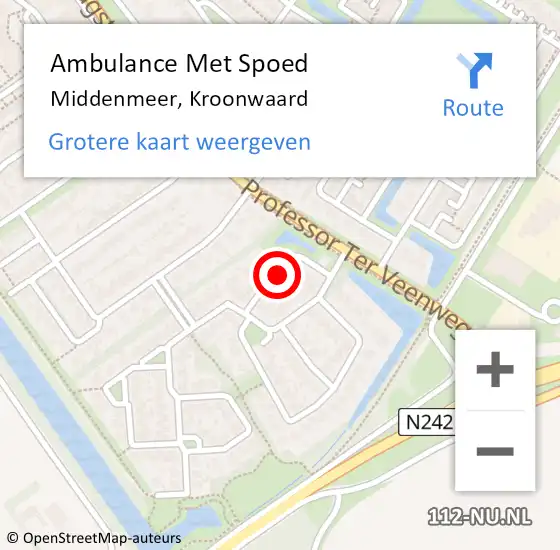 Locatie op kaart van de 112 melding: Ambulance Met Spoed Naar Middenmeer, Kroonwaard op 12 maart 2024 15:17