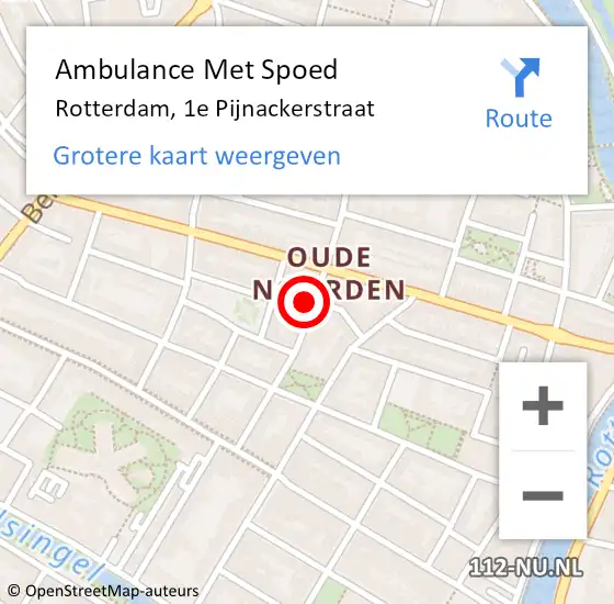 Locatie op kaart van de 112 melding: Ambulance Met Spoed Naar Rotterdam, 1e Pijnackerstraat op 12 maart 2024 15:21