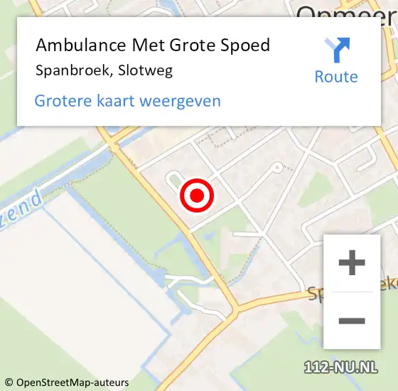 Locatie op kaart van de 112 melding: Ambulance Met Grote Spoed Naar Spanbroek, Slotweg op 12 maart 2024 15:39