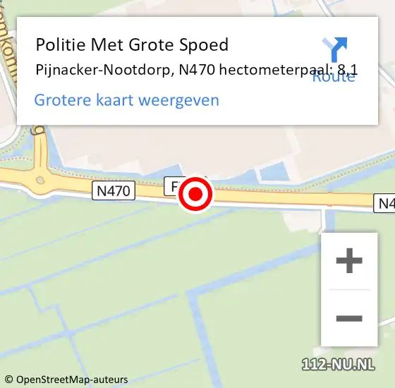Locatie op kaart van de 112 melding: Politie Met Grote Spoed Naar Pijnacker-Nootdorp, N470 hectometerpaal: 8,1 op 12 maart 2024 15:46