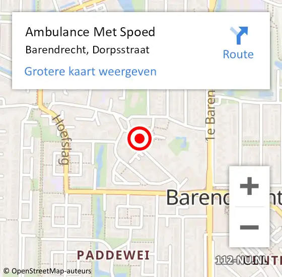 Locatie op kaart van de 112 melding: Ambulance Met Spoed Naar Barendrecht, Dorpsstraat op 12 maart 2024 15:52