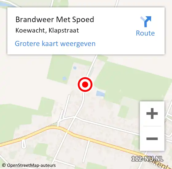Locatie op kaart van de 112 melding: Brandweer Met Spoed Naar Koewacht, Klapstraat op 12 maart 2024 15:55