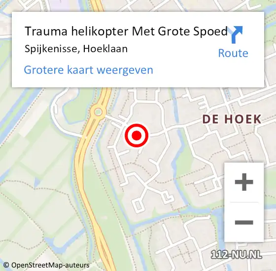 Locatie op kaart van de 112 melding: Trauma helikopter Met Grote Spoed Naar Spijkenisse, Hoeklaan op 12 maart 2024 16:00