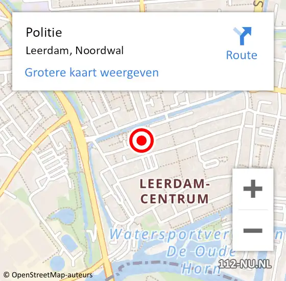 Locatie op kaart van de 112 melding: Politie Leerdam, Noordwal op 12 maart 2024 16:29