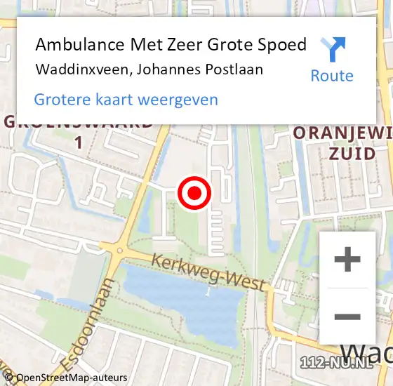 Locatie op kaart van de 112 melding: Ambulance Met Zeer Grote Spoed Naar Waddinxveen, Johannes Postlaan op 12 maart 2024 16:44