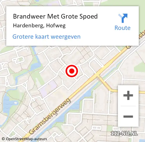 Locatie op kaart van de 112 melding: Brandweer Met Grote Spoed Naar Hardenberg, Hofweg op 12 maart 2024 16:49