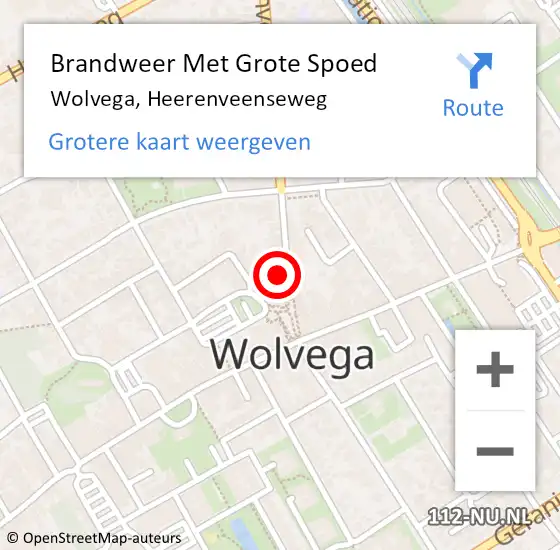 Locatie op kaart van de 112 melding: Brandweer Met Grote Spoed Naar Wolvega, Heerenveenseweg op 12 maart 2024 16:49