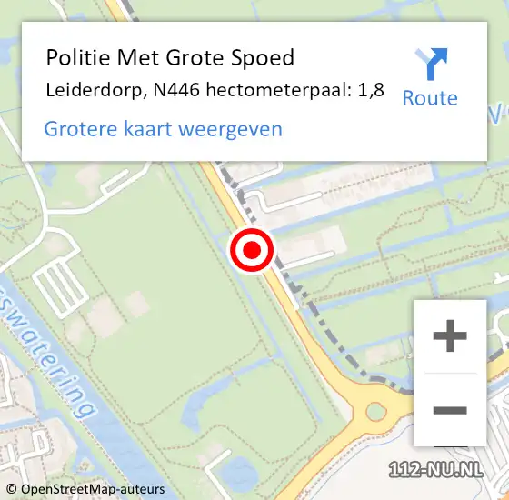 Locatie op kaart van de 112 melding: Politie Met Grote Spoed Naar Leiderdorp, N446 hectometerpaal: 1,8 op 12 maart 2024 17:06