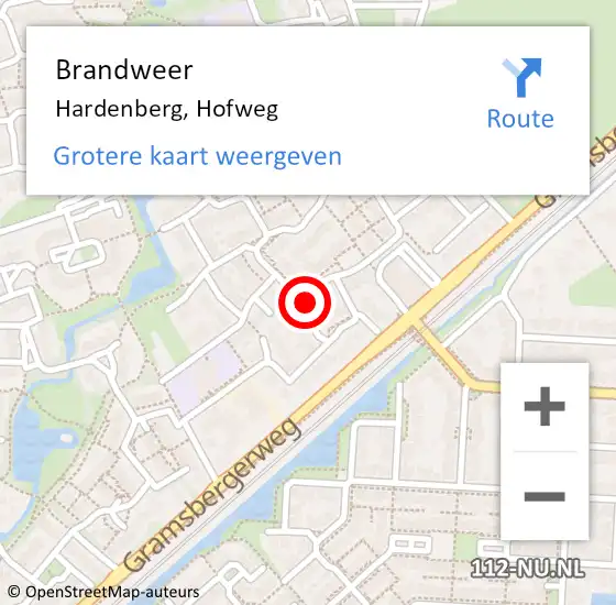 Locatie op kaart van de 112 melding: Brandweer Hardenberg, Hofweg op 12 maart 2024 17:07