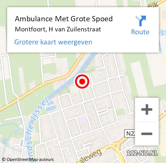 Locatie op kaart van de 112 melding: Ambulance Met Grote Spoed Naar Montfoort, H van Zuilenstraat op 28 september 2014 23:46