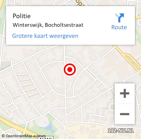 Locatie op kaart van de 112 melding: Politie Winterswijk, Bocholtsestraat op 12 maart 2024 17:19