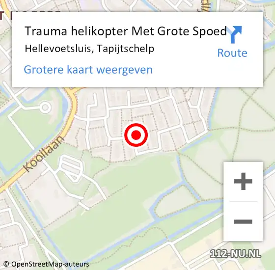 Locatie op kaart van de 112 melding: Trauma helikopter Met Grote Spoed Naar Hellevoetsluis, Tapijtschelp op 12 maart 2024 18:13