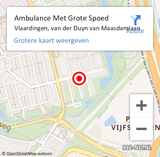 Locatie op kaart van de 112 melding: Ambulance Met Grote Spoed Naar Vlaardingen, van der Duyn van Maasdamlaan op 12 maart 2024 18:30