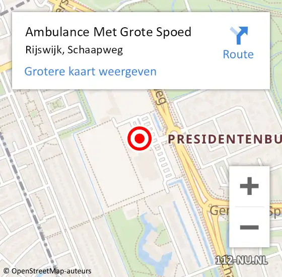 Locatie op kaart van de 112 melding: Ambulance Met Grote Spoed Naar Rijswijk, Schaapweg op 12 maart 2024 18:37
