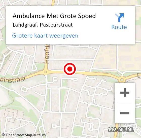 Locatie op kaart van de 112 melding: Ambulance Met Grote Spoed Naar Landgraaf, Pasteurstraat op 29 september 2014 00:11