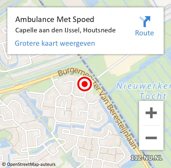 Locatie op kaart van de 112 melding: Ambulance Met Spoed Naar Capelle aan den IJssel, Houtsnede op 12 maart 2024 19:16