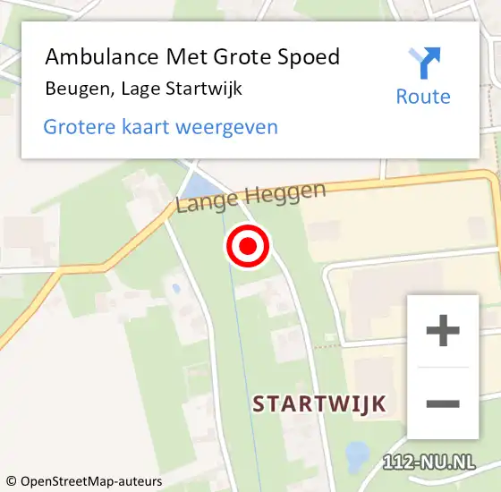 Locatie op kaart van de 112 melding: Ambulance Met Grote Spoed Naar Beugen, Lage Startwijk op 29 september 2014 00:13